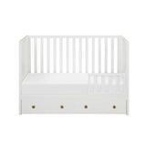 White wood crib with storage from Mypersnicketyhome.com