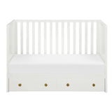 White wood crib with storage from Mypersnicketyhome.com