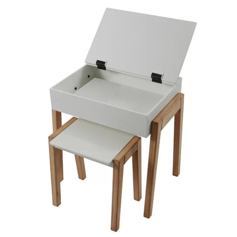 White wood kids desk and stool set from Mypersnicketyhome.com