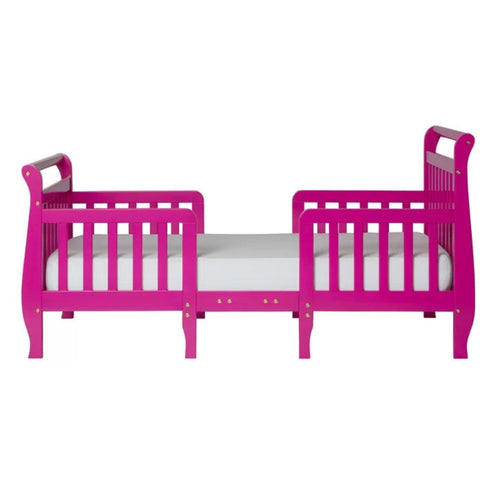 Pink wood toddler bed from Mypersnicketyhome.com