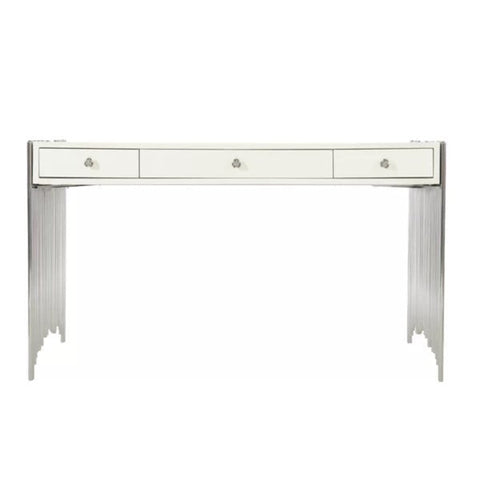 White wood and metal desk from Mypersnicketyhome.com