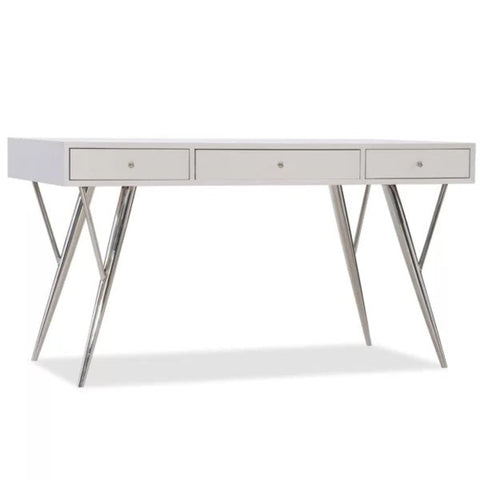 White wood and metal desk from Mypersnicketyhome.com